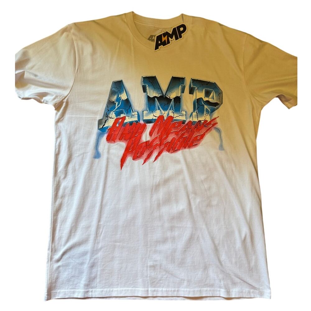 AMP Outfit T Shirt White NWT Men's Size Extra Large Short Sleeve Cotton Top